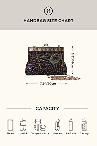 Image of BABEYOND 1920s Flapper Peacock Clutch Vintage Gatsby Sequined Evening Handbag Beaded Bag