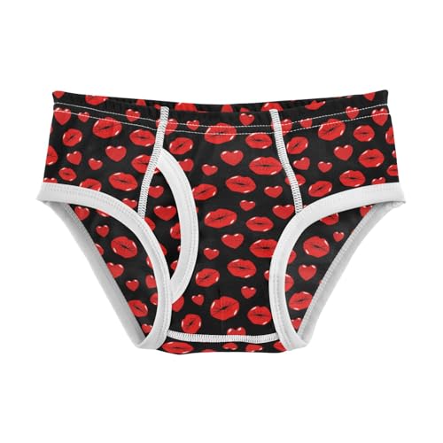 Boys' Exclusive Briefs Toddler Underwear 95% Combed Cotton Boxerbriefs 2T Red Lip and Heart Pattern 88