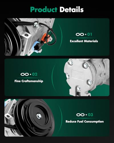 Image of SCITOO AC Compressor for Hino for 238 /268 /338 7.7L 2005-2020 | Fast Cooling, Ultra Low Noise (≤72 dB) Air Conditioner Compressor for Summer, with Clutch, 14-0844C 5513077 7513077 4710554