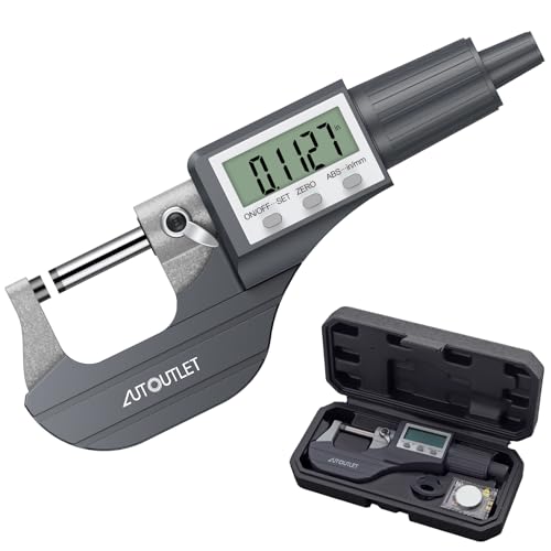 AUTOUTLET Micrometer Digitale Bügelmessschraube 0-25mm/ 0.001mm, Hohe Präzision LCD Digitale Mikrometer Mikrometerschieber Länge Messwerkzeug Mikrometer 0.001mm(0.00005")-Grau