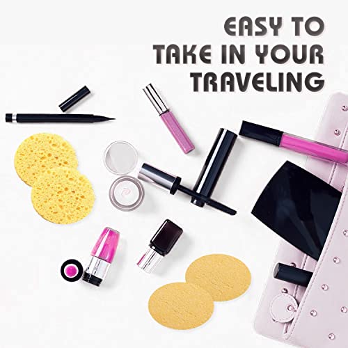 60-Count Compressed Facial Sponges, 100% Natural Cosmetic Spa Sponges for Facial Cleansing, Exfoliating Mask (Yellow Round) - Image 4