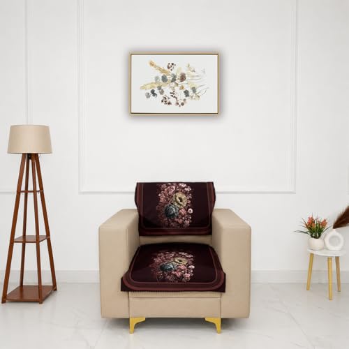 Image of Homerz Premium 'Luxe Series' Sofa Cover | Holland Velvet Fabric | Smooth Finish | Anti-Slip Fleece Backing Couch Protector (Maroon, 1 Seater, Seat Cover with Backrest)