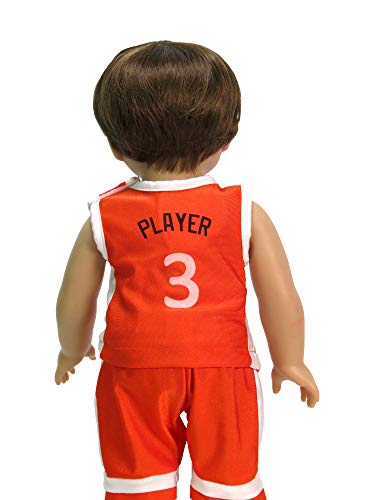 American Fashion World Orange Basketball Uniform 6 Pieces Made to fit 18 inch Dolls Such as American Girl Dolls