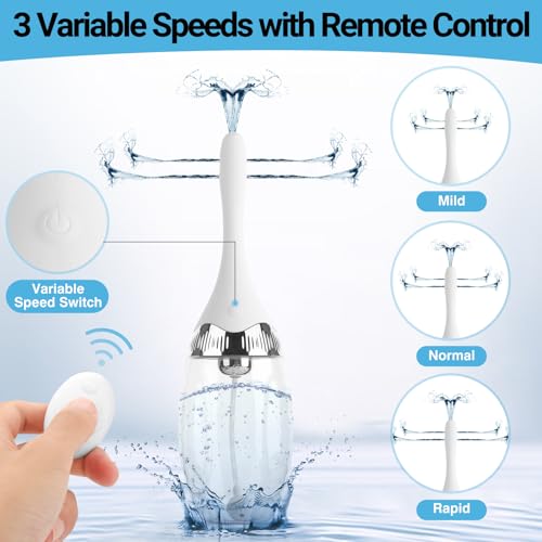 Image of Enema & Vaginal Kit by Tilcare - Enemas for Colon Cleanse - Electric Anal Douche with 3 Speed Settings & Remote Control - Soft Silicone Enema Bulb Cleaner with 15 Gloves & Towel