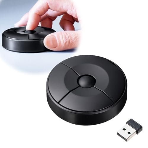 イーサプライ UFOマウス 円盤型 Bluetoothマウス 2.4GHz USB-A接続 3ボタン 小型 電池式 薄型2cm マルチペアリング ブラック EZ4-MAWBT198BK