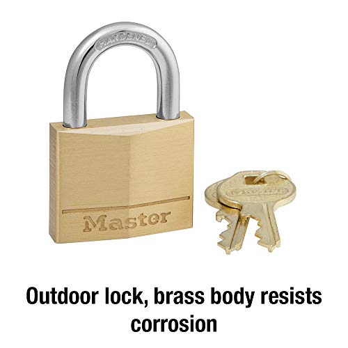 Master Lock Covered Aluminum Lock, Locker Lock With Key, Key Lock For Gym Locker, 1 Pack, 141D & 140D Padlock, 1 Pack, Brass #TOP3