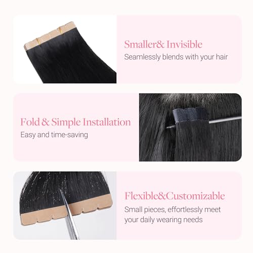 Image of GOO GOO Tape in Hair Extensions, Soft Skin Weft Seamless, Remy Human Hair | Mini Tape Cut to Fit, Easy Install, 18 Inch 40g 10PCS, 4 /27 /4 Balayage Chocolate Brown to Caramel Blonde