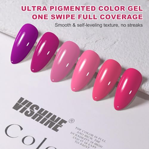 Set de Esmaltes Geles Vishine Hot Pink Fuchsia 6 Pzas miniatura 3