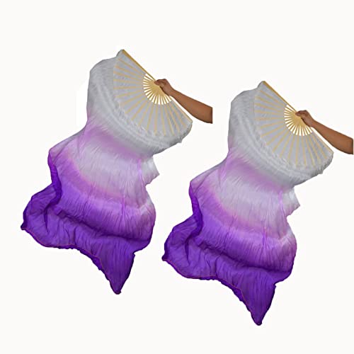 Abanicos para danza del vientre Nimiman, seda larga de 180 cm y par plegable de izquierda y derecha 6