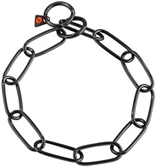 Herm Sprenger Black Stainless Steel Long Link Fur Saver Chain Collar | 25in x 4.0 mm (Neck Size Up to 22in)