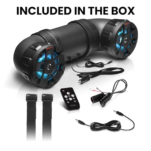 BOSS Audio Systems ATV8BRGB ATV UTV Sound System - 8 Inch Speakers, 1.5 Inch Tweeters, Full Range, IPX5 Weatherproof, Bluetooth, Built-in Amplifier, Multi-Color Illumination, Golf Cart Compatible