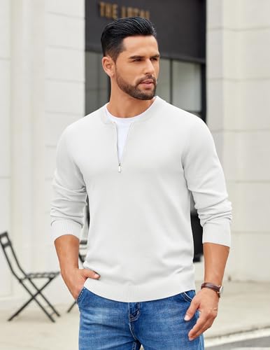 COOFANDY Men's Quarter Zip Pullover Slim Fit Dress Sweaters Lightweight Mock Neck Knit Sweater3
