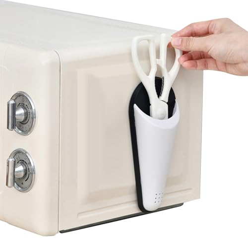 Tijeras para refrigerador | Soporte magnético para tijeras | Almacenamiento de diseño con agujeros de drenaje | Estante de adsorción magnética para horno microondas, cocina, organizador de cizallas, m