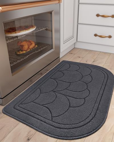 DEXI Washable Kitchen Rug Non Slip Kitchen Floor Mat,Kitchen Rugs and Mats for Sink,19.5"x31.5",Dark Grey