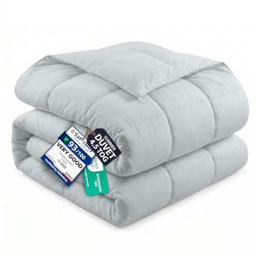Utopia Bedding Coverless Double Duvet 4.5 Tog Lightweight Summer Light Grey