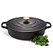 ProCook - Cocotte Basse avec couvercle - Faitout Bas - 28 cm / 3,9L - Noir Mat - fonte émaillée - Compatible avec Toutes Sources de Chaleur (Induction Incluse)
