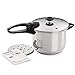 Presto 50 01365 6-Quart Stainless Steel Pressure Cooker, Deluxe, 6 qt, Metallic