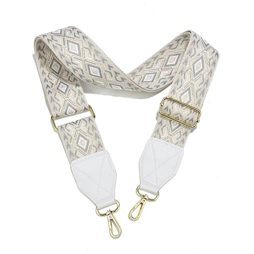 Image of LEMEDE Purse Strap,2 inch Leather End Shoulder Strap Adjustable Replacement,Retro Jacquard Multi-pattern Crossbody Bag Straps