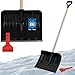 KOTARBAU® Set Schneeschaufel für Auto 40 cm mit Holzstiel 131 cm + Eiskratzer Auto Set Schneeschieber für Auto zur Schneeräumung Scheibenkratzer mit Gummilippe Snow Shovel Car