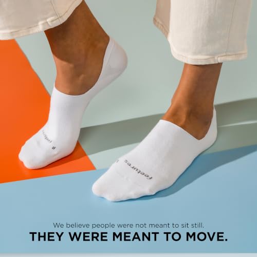 Image of Feetures Everyday Men's Ultra Light Invisble No Show Sock, White, XL