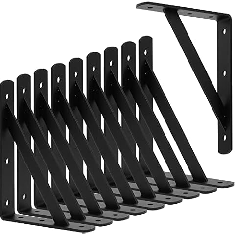 CONNOO Shelf Triangle Corner Brackets 8 inch x 6 inch for Floating Shelf, Thickness Heavy Duty Wall Mount L Bracket 90 Degree Triangle Corner Bracket for Shelves with Screws- 10 Pack Cover
