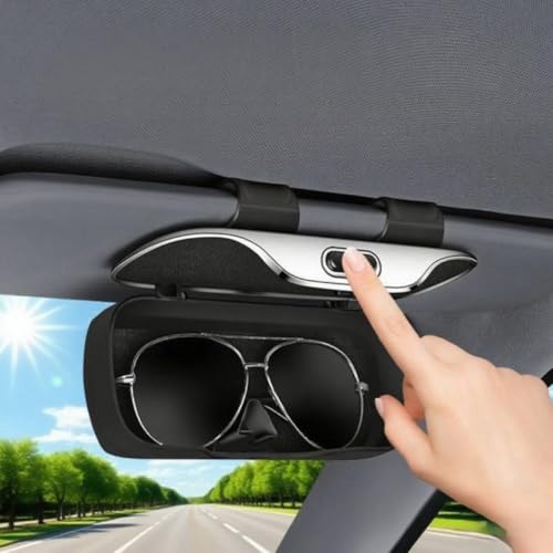 Auto-Brillenetui, Auto-Visierbox, tragbarer Sonnenbrillenhalter für Fahrvisier, Auto-Objektivhalter, Brillenhalter für Auto Sonnenblende, Auto Sonnenbrille Aufbewahrungbox, 18,5x6,5x8,1cm(schwarz)