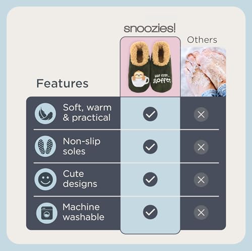 Image of Snoozies Coffee Slipper Socks for Women Cute Gifts and Fun House Slippers with Soft Sherpa Lining and Grips