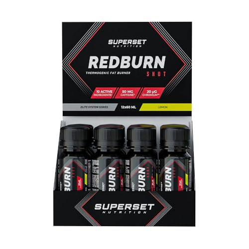 Superset Nutrition - Redburn Shot (12x60ml) - Quemadores de grasa - Adecuado para un programa de control de peso - Limón