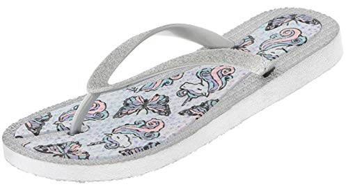 Capelli New York Girls Glitter Seashell EVA Fashion Flip Flops Blue