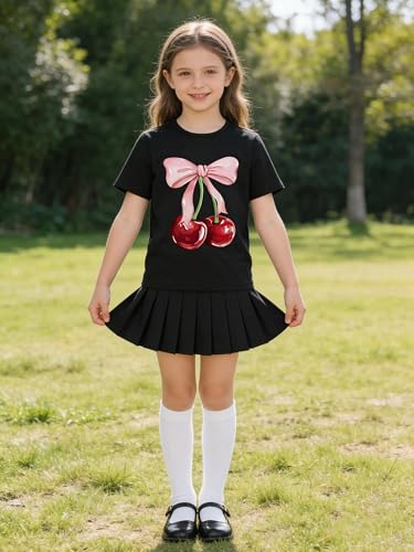 Image of Girls' Graphic Tees Summer Cute Tops Casual Short Sleeve Crew Neck T Shirts