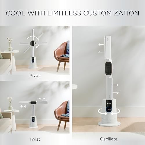 Image of Shark TurboBlade Cool + Heat - 2-in-1 Bladeless Tower Fan & Space Heater for Customizable Year-Round Indoor Use, Bedroom, Living Room, & Office | Powerful Cooling + Rapid Room Heating, Dove, TH202WH