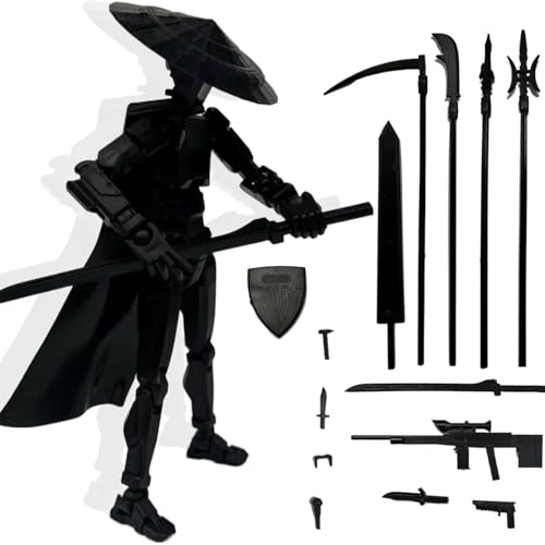 PkghoKids T13 Already Assembled Action Figure Accessories,T13 Multi-Jointed Movable 3D Printed Toys (Black)