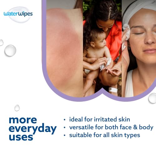 Image of WaterWipes Sensitive+ Soothing Wipes, 3-In-1 Cleans, Cares, Soothes, 99% Water with Botanical Extract, Unscented & Hypoallergenic Baby Wipes, 360 Count (6 Packs)