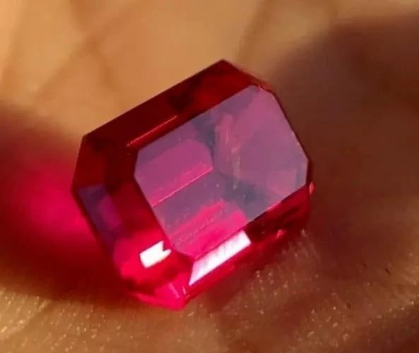 10-12 Carat Natural Pink Ruby Emerald Cut Treated Certified Mogok Loose Stone