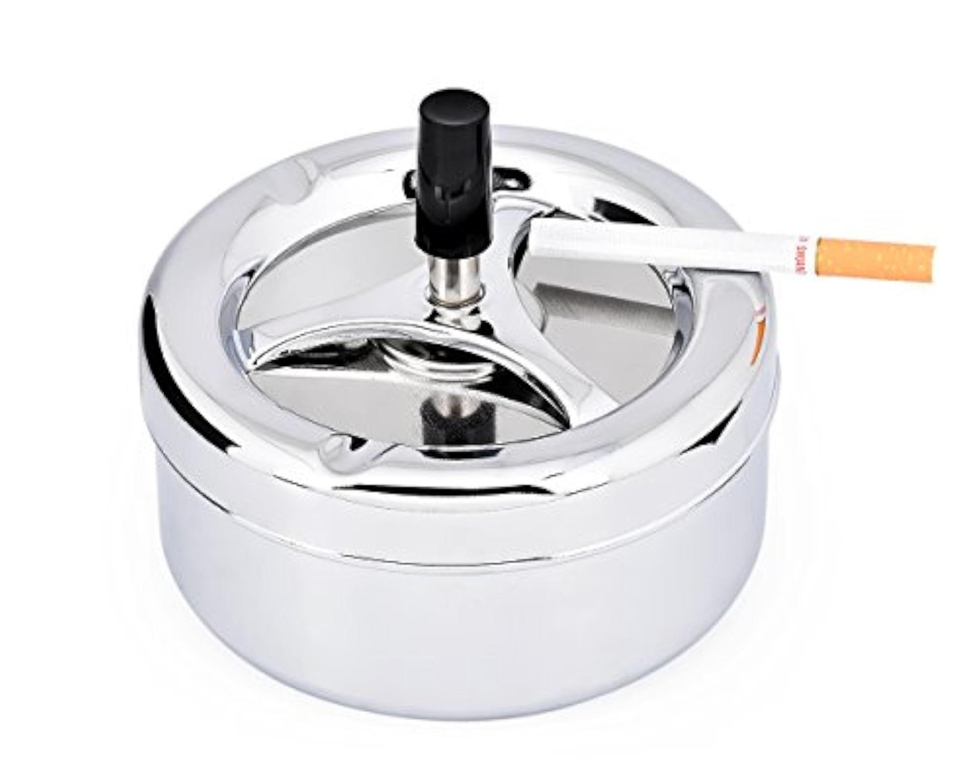 Large Round Push Down Spinning Metal Ashtray