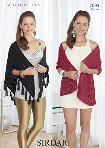Sirdar Ladies Wrap & Shawl Soukie Knitting Pattern 7093 DK