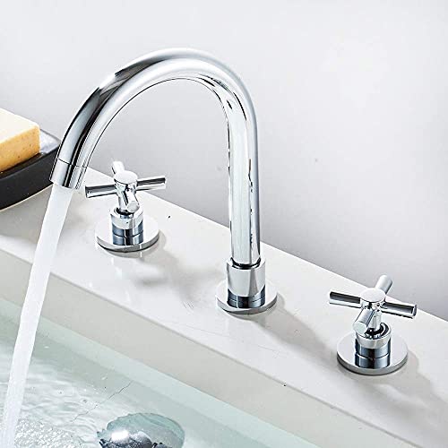 Mitigeur d'évier trois trous avec double poignée pour lavabo de salle de bain