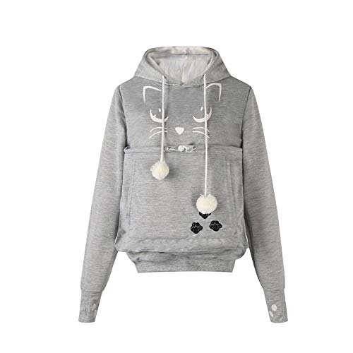 Unisex Hoodies Pet Holder Cat Dog Kangaroo Pouch Carriers Pullover with Cat Printing