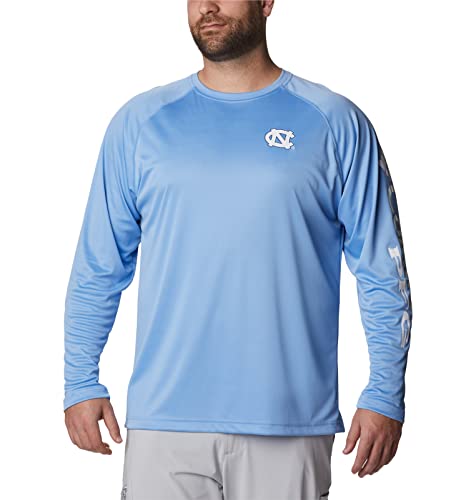 Columbia Ncaa North Carolina Tar Heels Men's Terminal Tackle Long Sleeve Shirt, Large, Nc - White Cap/White #TOP5