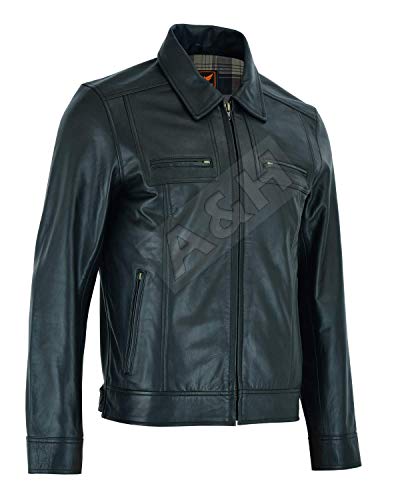 A&H Apparel Mens Classic Genuine Top-Grain Cowhide Bicker Leather Jacket3