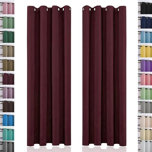 Rideau occultant thermique isolant phonique 120 x 120 cm vin rouge