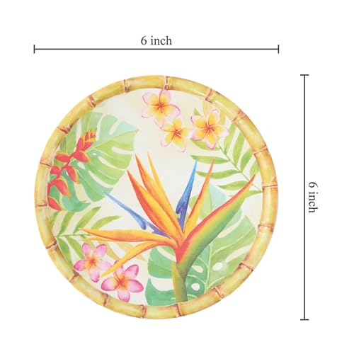 UPware Bird of Paradise Melamine Round Dessert Plates, Small Serving Plates, for Appetizer, Snacks, and Side Dishes, Multicolor, 6 Inch, Set of 4 - Image 4
