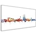 Produktbild Köln Skyline Stadt Weiss by DiChyk (div. Größen) - Kunst Druck auf Leinwand - Bild fertig auf Keilrahmen ! Graffiti Like Banksy Art Gemälde Kunstd (40x80cm)
