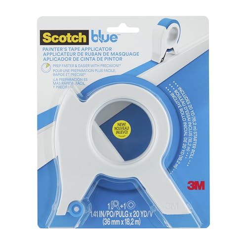 ScotchBlue Masking Tape Applicator with 1 Roll (36mm x 18.2m) - Multi-Surface Painters Tape with Easy-Grip Tool for Precise Application on Trim Skirting Boards Windows & Door Frames