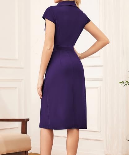 Image of GRACE KARIN Women Work Bodycon Dresses 2026,Business Office Midi Cap Sleeve Button Pencil Formal Outfits with Pockets