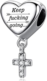 MUERDOU Cross Dangle Charm Fit for Pandora Charms Bracelet Love Heart Christian Bible Verse Charms Prayer Faith Religious Jewelry Gifts for Woman