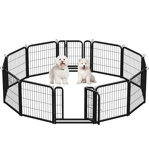 Yaheetech Recinto per Cani Cuccioli Gatti Conigli Animali Domestici 12 pz 63 x 63 cm da Interno e Esterno Pieghevole Recinzione Rete Metallica Nero