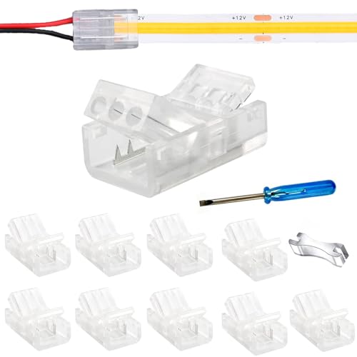 YUTOKEER 2-pole 10 mm COB LED connection set - 10 pieces, without soldering, with screwdriver and opening tool
