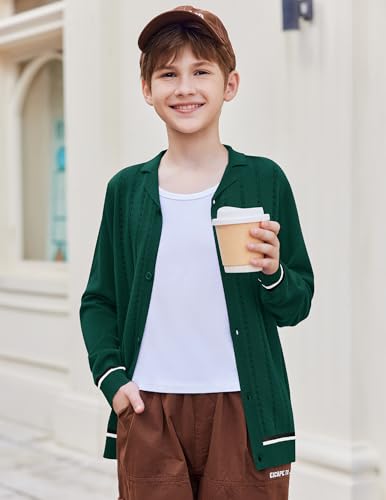 Arshiner Boys School Cardigan Sweater Long Sleeve Button Down Knit Shirts Fall Casual Vintage Shirt for Kids 5-13 Years4