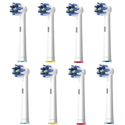 8pcs Cross Clean Replacement Heads Compatible with Braun Oral B Electric Toothbrush, White